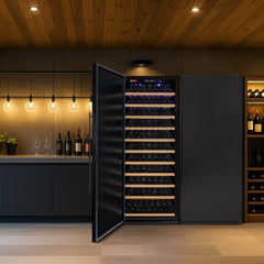 32" Wide Vite II Tru-Vino 305 Bottle Single Zone Solid Black Right Hinge Door Wine Refrigerator