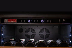 76.5" Tall Black Wine Refrigerator with Two Refrigerated Drawers