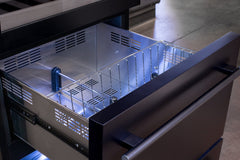 76.5" Tall Black Wine Refrigerator with Two Refrigerated Drawers