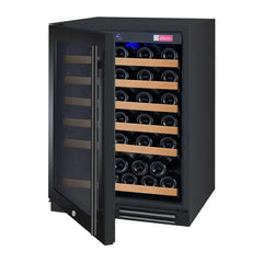 24" Wide FlexCount II Tru-Vino 56 Bottle Single Zone Black Left Hinge Wine Refrigerator
