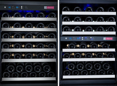 47" Wide FlexCount II Tru-Vino 249 Bottle Three Zone Stainless Steel Side-by-Side Wine Refrigerator